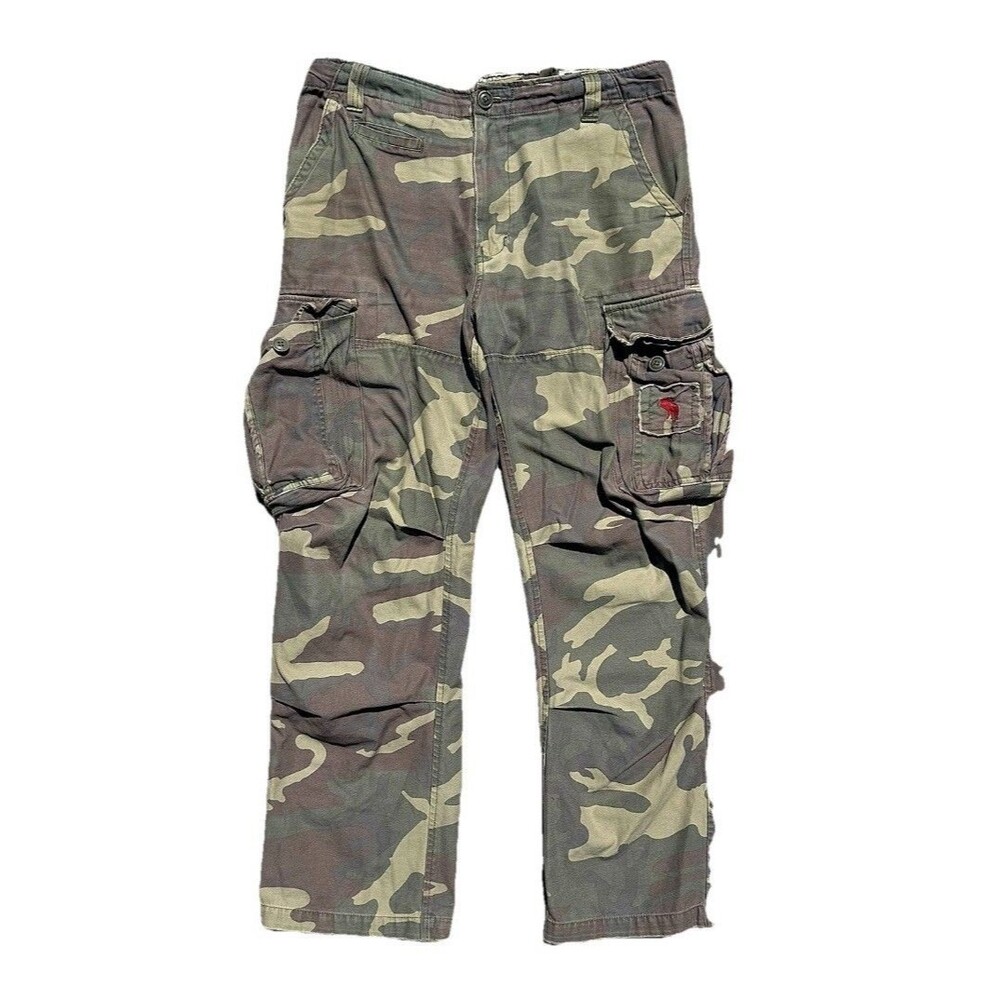 Official Y2K Abercrombie & Fitch Camo Paratrooper Fatigues Cargo Pants